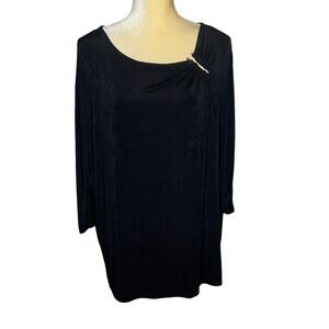 Chicos Travelers Slinky Black Top Blouse Dolman Sleeves Boxy Size 3 XL